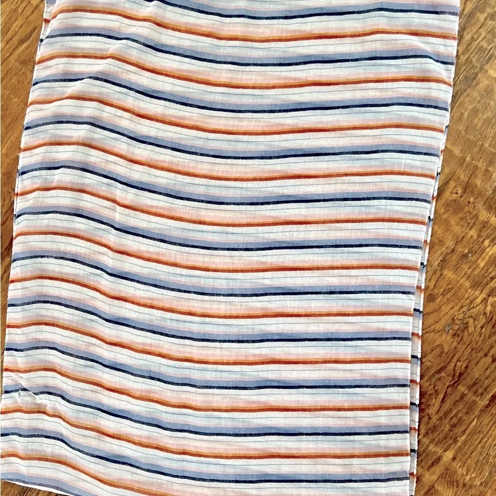 PREPPY Striped Infinity Scarf Head Wrap + Hair Tie - White Blue & Orange Stripes